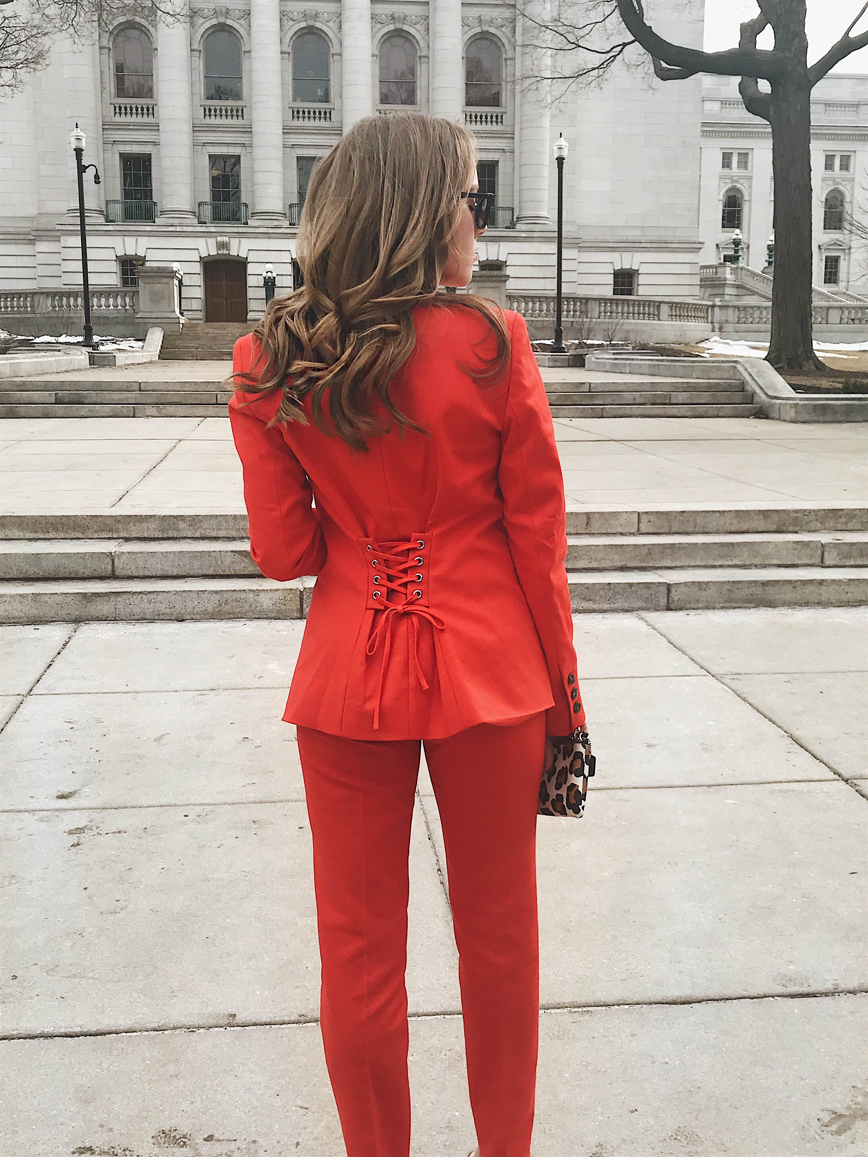 Red Power Suit for the UW Fashion Show