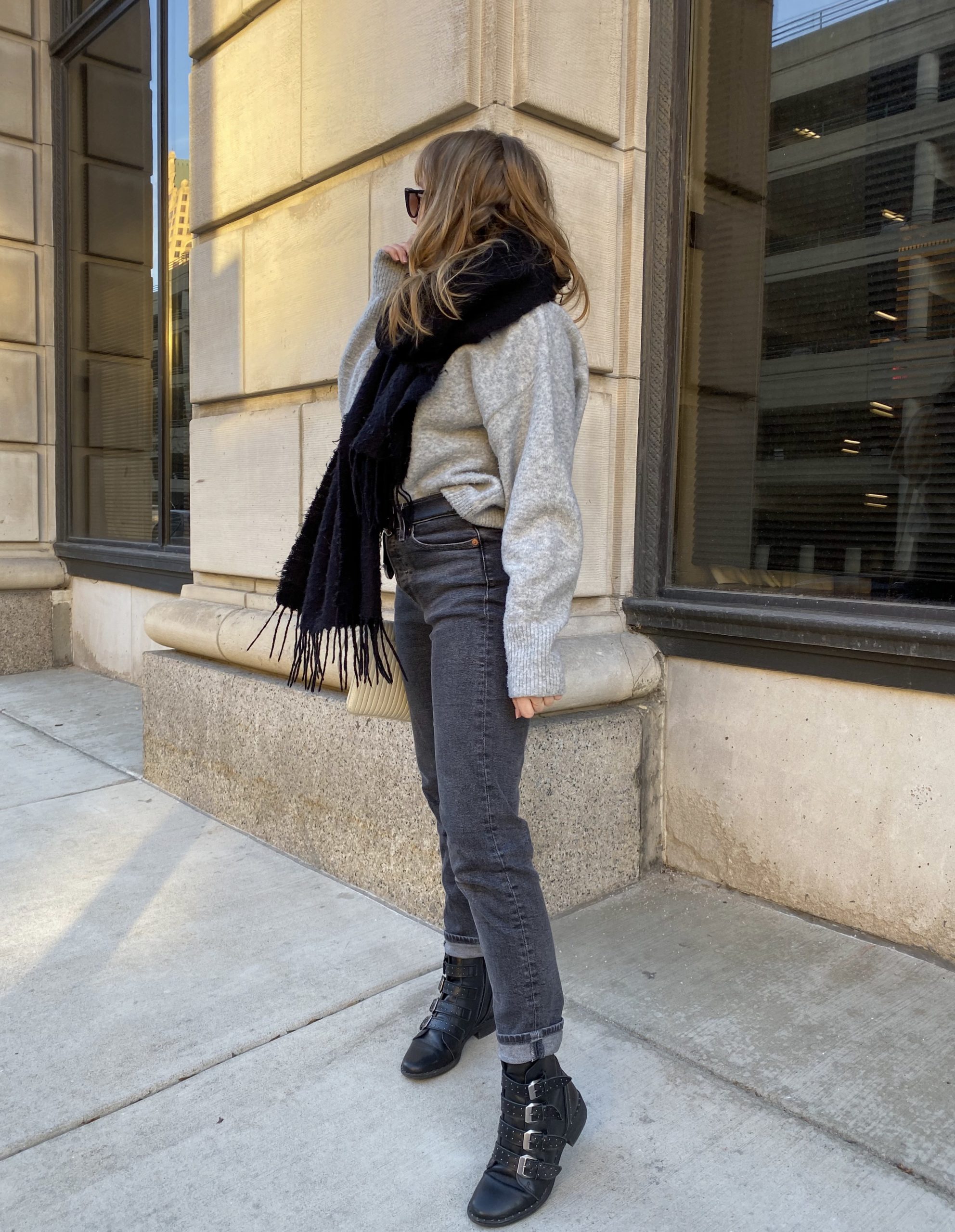 Grey Mock Turtleneck Knit
