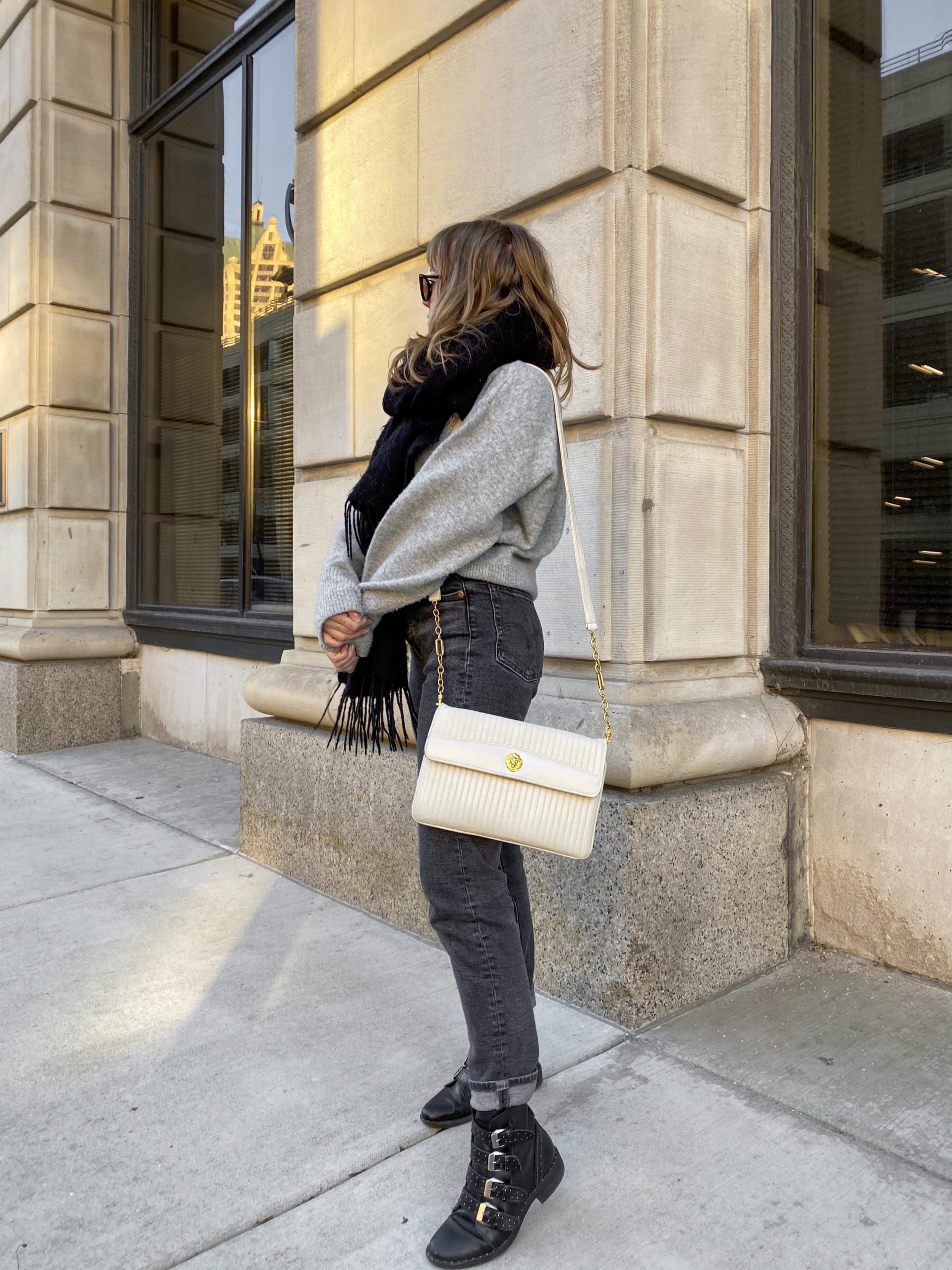Grey Mock Turtleneck Knit