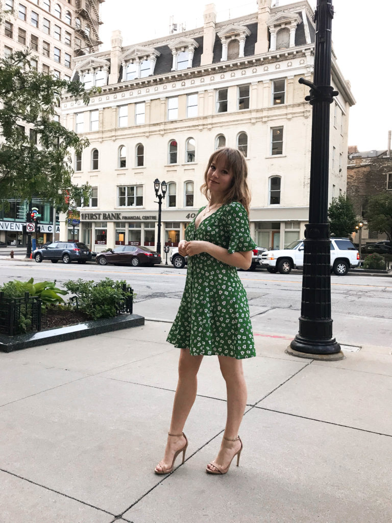 THIS GREEN FLORAL PRINT DRESS