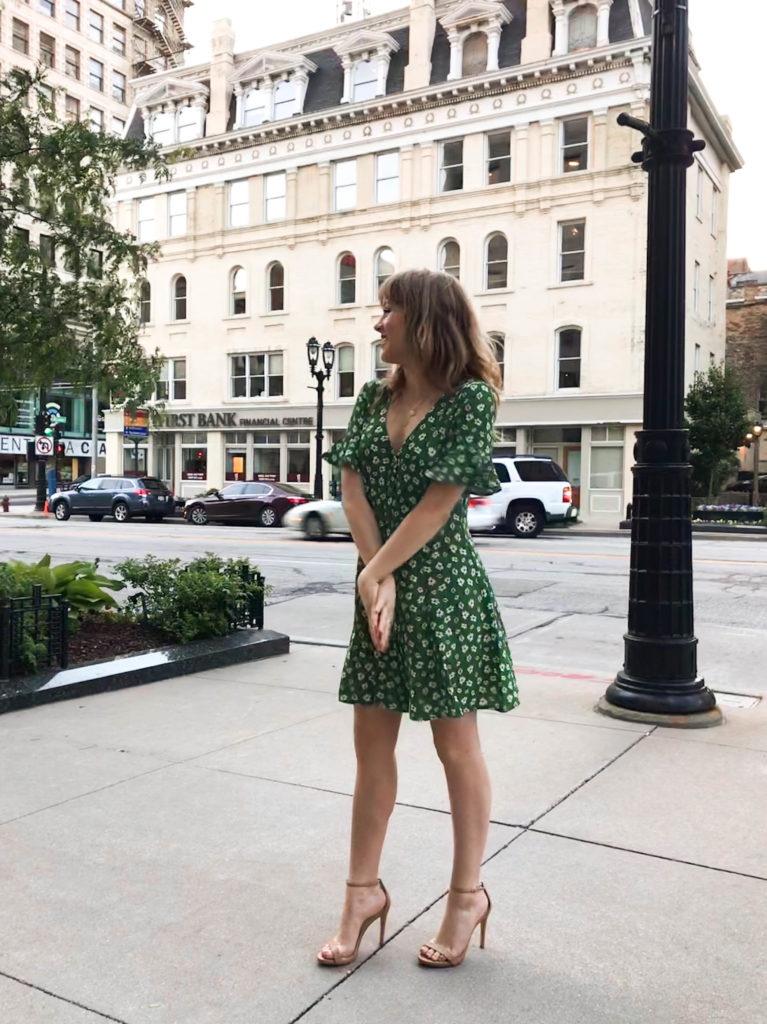 THIS GREEN FLORAL PRINT DRESS